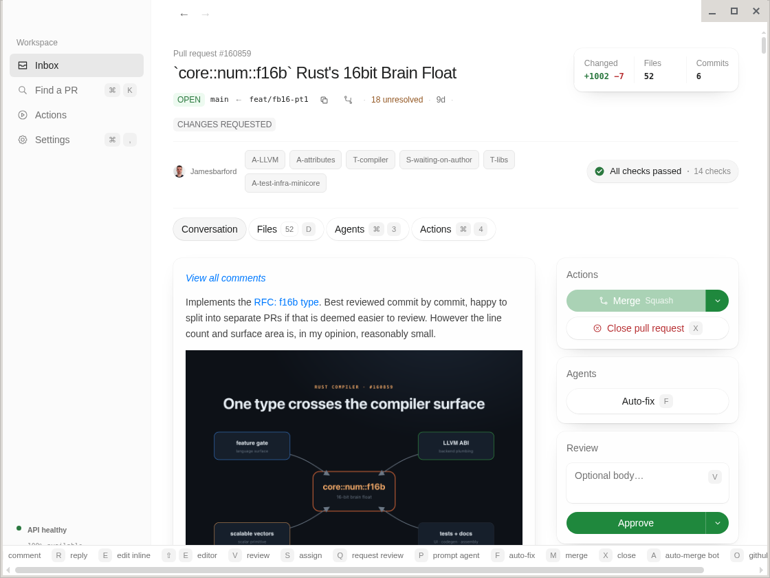PR Cockpit running natively on Linux with a pull request conversation open